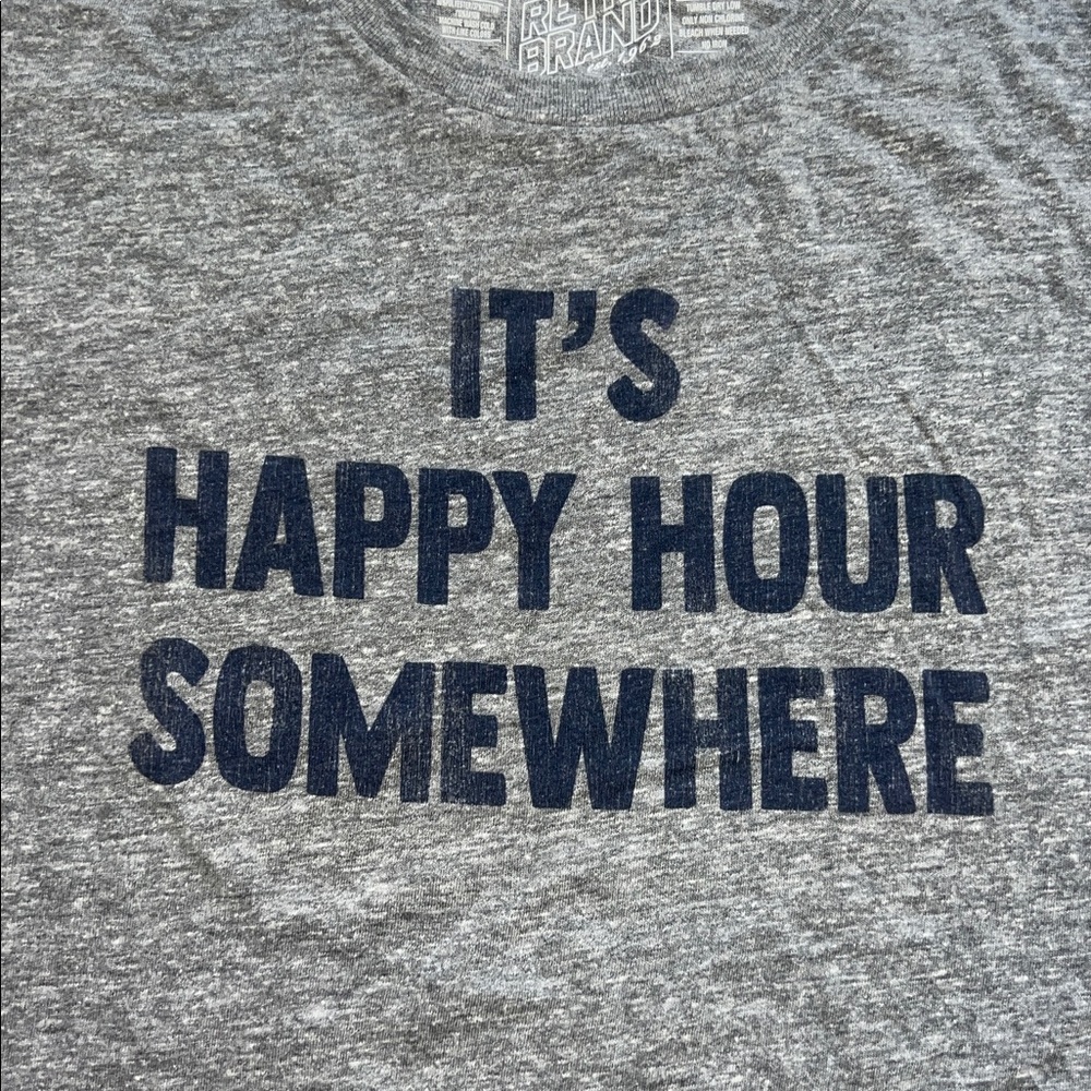 NWT The Original Retro Light Gray “It’s Happy Hour Somewhere” Crew Neck T Size M - Picture 4 of 6